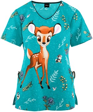 Cherokee Tooniforms Storybook Meadow Women's 2-Pocket V-Neck Print Scrub Top