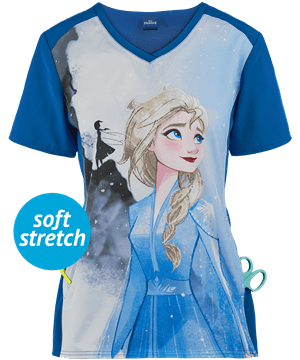 Cherokee Tooniforms Disney Mythic Journey Women's 1-Pocket V-Neck Print Scrub Top