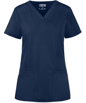 Cherokee Workwear Women's 3-Pocket Rib Knit V-Neck Scrub Top
