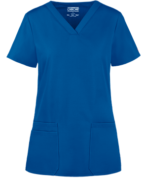 Cherokee Workwear Women's 3-Pocket Rib Knit V-Neck Scrub Top