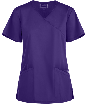 Cherokee Workwear Professionals Women's 3-Pocket STRETCH Mock Wrap Scrub Top