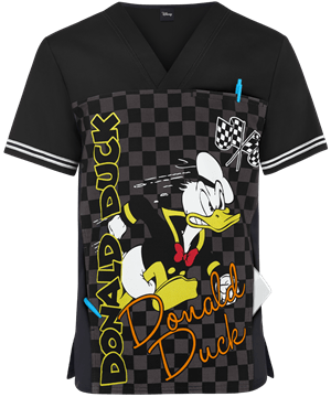 Cherokee Tooniforms Disney Built for Speed Men's 2-Pocket V-Neck Print Scrub Top