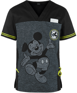 Cherokee Tooniforms Be Yourself Disney Men's Print Scrub Top