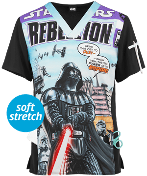 Cherokee Tooniforms Star Wars Rebellion Men's V-Neck Print Scrub Top