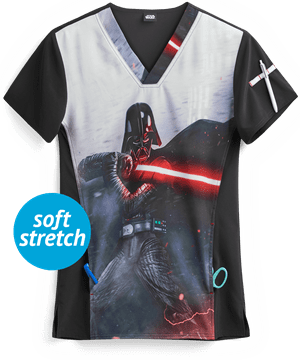 Cherokee Tooniforms Sith Lord Star Wars Men's 1-Pocket V-Neck Print Scrub Top