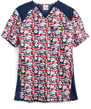 Cherokee Tooniforms Marvel Defender Men's 3-Pocket V-Neck Print Scrub Top