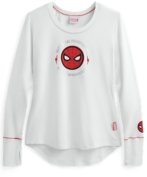 Cherokee Tooniforms Marvel Comics Great Power Women's Long Sleeve Print Scrub Tee