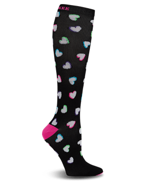 Cherokee Neon Hearts Women's 8-12 mmHg Print Support Compression Socks