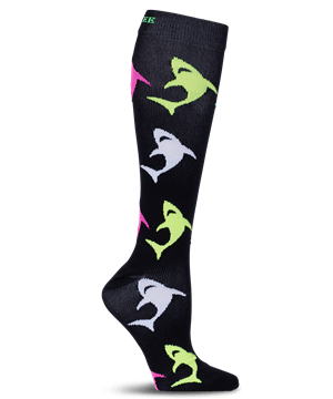 Cherokee Wild Sharks Men's 8-12 mmHg Print Support Compression Socks