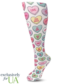 UA Exclusive Cutieful Sweet Hearts Women's 10-18 mmHg Wide Calf Knit Compression Socks