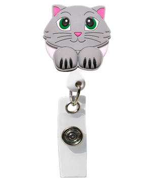 Cutieful Cat Retractable 3-D Rubber Badge Holder