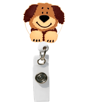 Cutieful Dog Rectractable 3-D Rubber ID Badge Holder