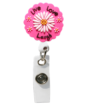 Cutieful Live, Love, Laugh Retractable 3-D Rubber Badge Holder