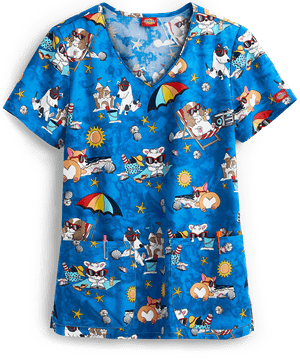 Dickies EDS Sun's Out Fun's Out Women's 2-Pocket V-Neck Print Scrub Top