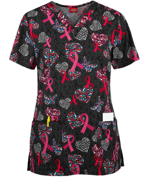 Dickies EDS Speck-tacular Love Women's 2-Pocket V-Neck Print Scrub Top