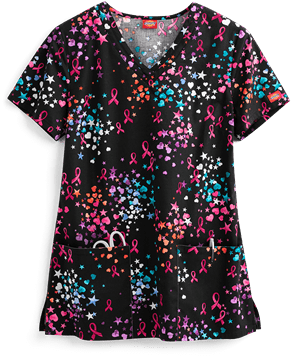 Dickies EDS Caring Space Women's 2-Pocket V-Neck Print Scrub Top
