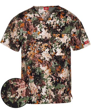 Dickies EDS Great Outdoors Men's 1-Pocket V-Neck Print Scrub Top