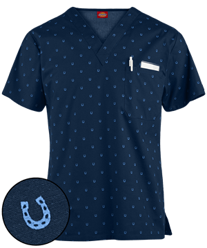 Dickies EDS Lucky U Men's 1-Pocket V-Neck Print Scrub Top