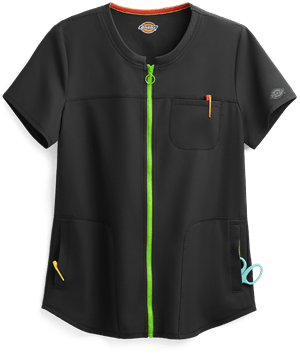 Dickies Dynamix Limited Edition Women's 3-Pocket Round Neck Zip Front Scrub Top