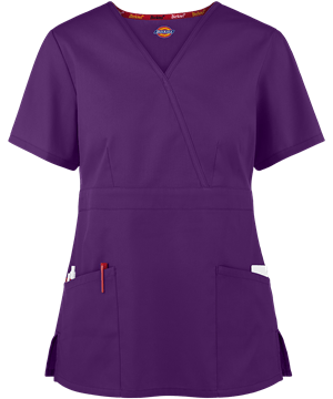 Dickies EDS Signature Women's 3-Pocket Classic Fit Mock Wrap STRETCH Scrub Top