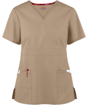 Dickies EDS Signature Women's 3-Pocket Classic Fit Mock Wrap STRETCH Scrub Top