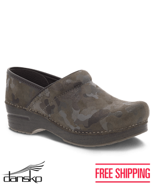Dansko Professional Camo Suede Women's Leather Nursing Clogs