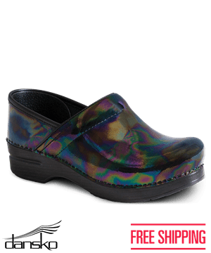 Dansko Professional Petrol Women's Patent Leather Nursing Clogs