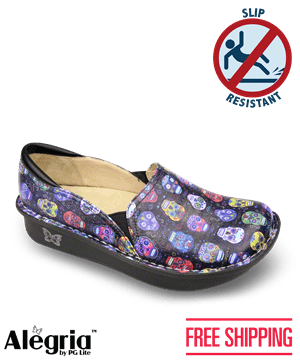 Alegria Sugar Skulls Professional Debra Women's Slip On Nursing Shoes