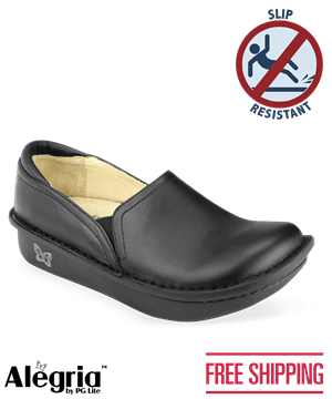Alegria Black Leather Debra Women's Slip-On Nursing Shoes