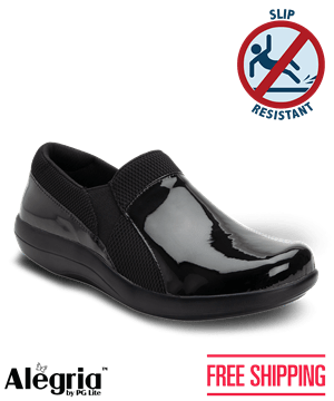 Alegria Duette Black Patent Women's Slip Resistant Nursing Shoes