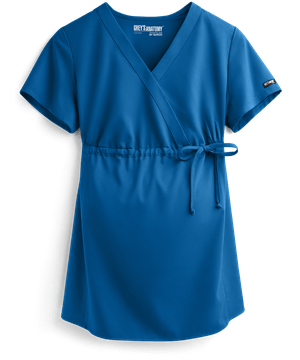 Grey's Anatomy Women's 2-Pocket Maternity Mock Wrap Scrub Top