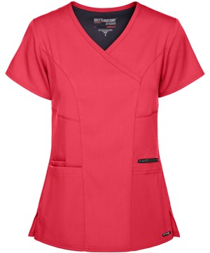 Grey's Anatomy Spandex STRETCH Kim Women's 3-Pocket Mock Wrap Scrub Top