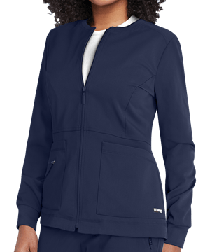 Grey's Anatomy Spandex STRETCH Millie Women's 3-Pocket Zip Front Warm Up Scrub Jacket
