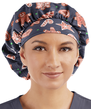 UA Best Buy Gingerbread Cookies Granite Women's Bouffant Style Print Scrub Hat
