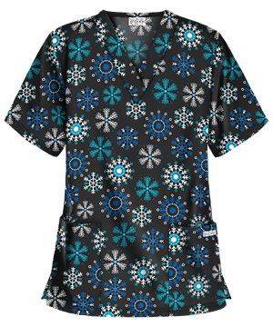 UA Snow Flurries Black Print Scrub Top