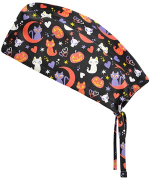 UA Best Buy Halloween Kitties Black Printed Women's Scrub Hat
