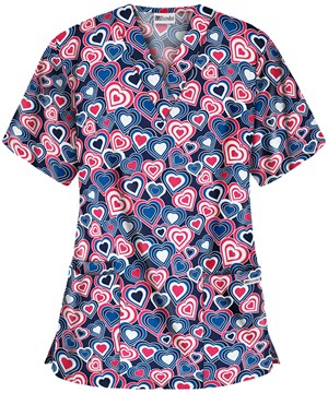 UA Lota' Love Royal Women's 3-Pocket V-Neck Print Scrub Top