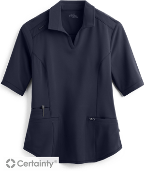 Cherokee Infinity Women's 3-Pocket Rib Knit Back Polo Scrub Top