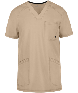 Cherokee Infinity Men's 3-Pocket Knit Side Panel STRETCH Scrub Top