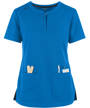 koi Next Gen Back in Action Women's 3-Pocket Zip Closure STRETCH Scrub Top