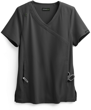 koi planet Eco Women's 4-Pocket Mock Wrap Scrub Top