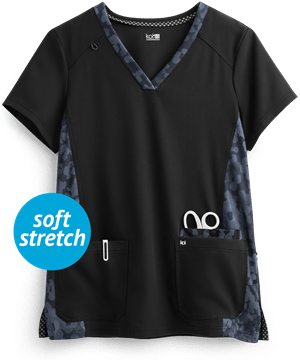 koi Next Gen Better Than Ever Women's 3-Pocket V-Neck Print Scrub Top
