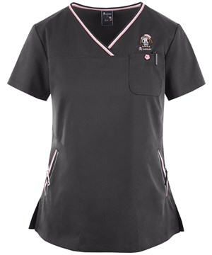 koi tokidoki Ashley Donutino Crossover Women's 2-Pocket V-Neck Print Scrub Top