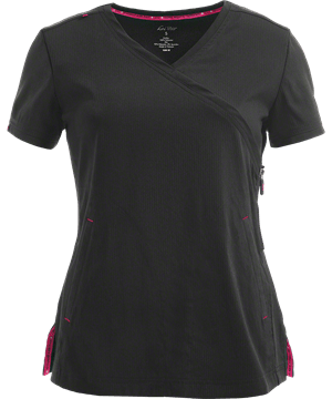 koi Lite™ Philosophy Women's 2-Pocket Mock Wrap Side Zipper STRETCH Scrub Top