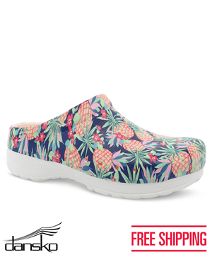 Dansko Kane Pineapples Women's Molded Lightweight Open Back Nursing Clogs