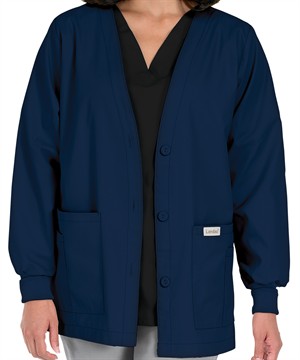 Landau Women's 5-Pocket Cardigan Warm-Up Scrub Jacket
