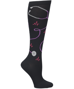 Nurse Mates Stethoscope Wrap Women's 12-14 mmHg Wide Calf Compression Socks