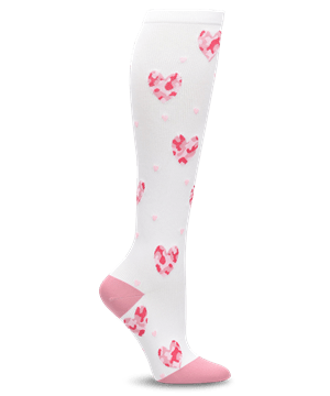 Nurse Mates Pink Camo Hearts Women's 12-14 mmHg Compression Socks