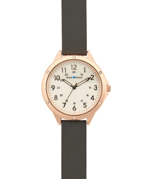 Nurse Mates Crystal Black Women's Silicone Strap Watch