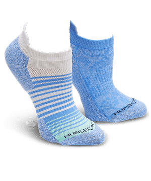 Nurse Mates Women's Compression Damask/Stripe Denim Anklet 2 pack Socks